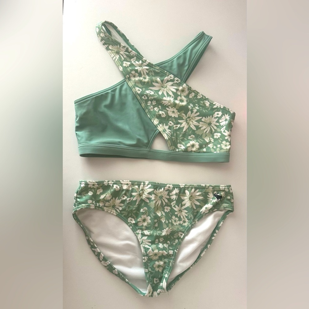 Green and white floral bikini from Abercrombie kids
